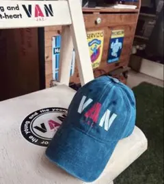 VANロゴ入り、ベースボールキャップ未使用サンプル品ネイビー系washタイプのサムネイル