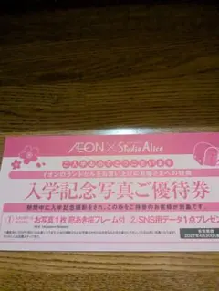 スタジオアリス　入学記念写真　優待券