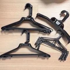 クリーニングハンガー（プラスチック, 黒色）37本セット