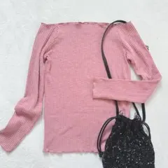 アングリッド◇リブニットトップス オフショルダー Y2K ヨンドル 韓国 F