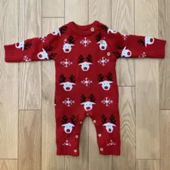 トナカイ柄 クリスマス　ニットロンパース 6〜9M