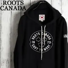 カナダ製 ROOTS CANADA アーム＆センターロゴ刺繍 スウェットパーカー
