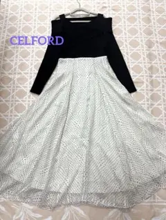 極美品-CELFORDオフショルダー ドッキングワンピース