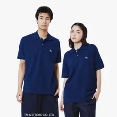 新品 ラコステ ゴジラ LACOSTE コラボ ポロシャツ インディゴ 6 XL