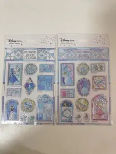 ディズニーストア　ステンドグラス風 ステッカー アナ雪、シンデレラ２枚セット