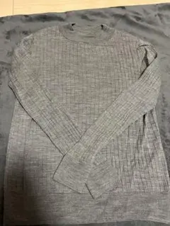 無印良品グレーのリブ編み長袖ニット Mサイズ