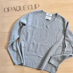 オペークドットクリップ　Vネックニット　グレー　トップス　S 春ニット