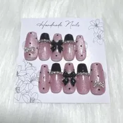 ネイルチップ マグネット 水玉 リボン フレンチガーリー ワンホン 韓国 量産型