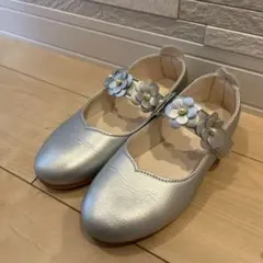 シルバー フォーマルシューズ 36 フラワーモチーフ　21.5