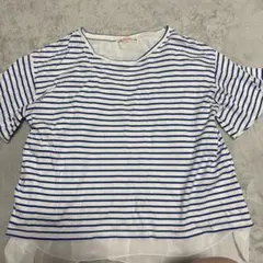 BEAMS HEART ボーダー バックプリーツ Tシャツ
