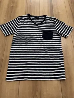 HARE ネイビー/ホワイトストライプ Tシャツ S