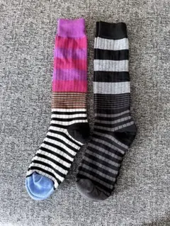 ストライプデザインソックス2足セット靴下