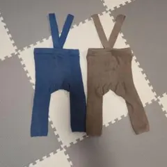 サスペンダー付きリブ編みレギンス2色セット