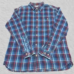 Hush Puppies ハッシュパピー 青 赤 チェック柄 長袖シャツ