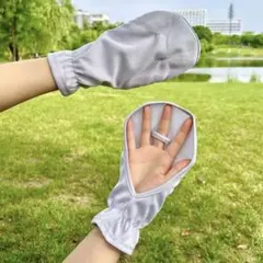 UVカット アームカバー 指通しタイプ グレー 手袋 日焼け対策