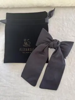 や*し様 Alexandre de Paris リネン　リボン　バレッタ　黒