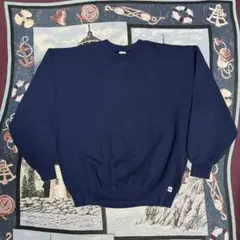 90s Russell usa製 無地スウェット 前V ネイビー XL ラッセル