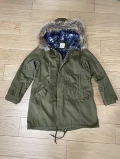 オリーブ色ファー付きモッズコート