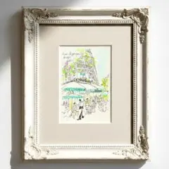 パリのカフェテラス 原画 水彩画 フランス 風景画 おしゃれ インテリア 一点物
