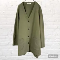 10646 ゼロゾーン 長袖カーディガン ジャケット 羽織 緑 チュニック日本製