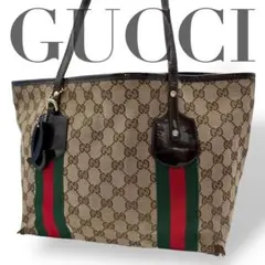 GUCCI グッチ GGキャンバス シェリーライン トートバッグ ベージュ