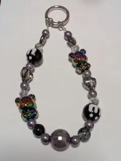 ハンドメイド多色ビーズチャーム　クロクマ　ブラック