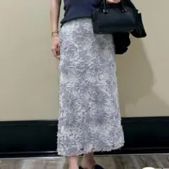 MilaOwenミラオーウェン シアーモチーフファブリックストレートスカート