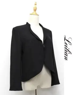 U278/美品 Leilian ジャケット 1つボタン 羽織 透け感 9 黒