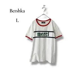 Bershka レディース　半袖プリントTシャツ　カットソー　ホワイト　Lサイズのサムネイル