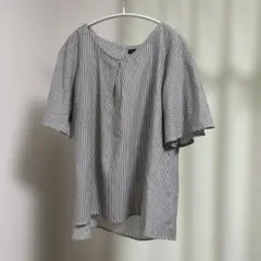 しまむら　シャツ　ストライプ　lのサムネイル