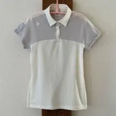 DESCENTE デサントゴルフ ポロシャツ ホワイト/グレー の バイカラー