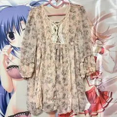 y2k 平成 姫カジ 森ガール コケット チュニック ミニワンピ 花柄