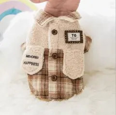 【美品】チェックボアジャケット 犬服　XSサイズ