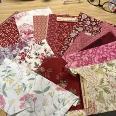 赤系パターン生地 はぎれセット