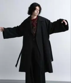 ブラックコート セットアップ ワイドパンツ付きのサムネイル