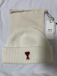 正規品新品未使用✨AMIPARIS♡アミパリスビーニーニット帽ホワイト AMI PARIS ニット帽 KNIT HAT UHA115.KN0032 (AMI PARIS/ニット