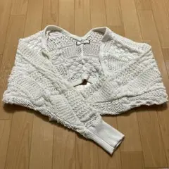 透かし編みホワイトカーディガン Lサイズ