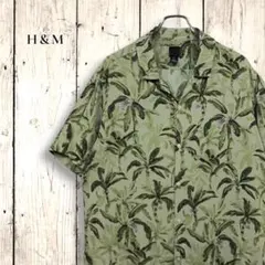 H&M★アロハシャツ★レーヨン100★オープンカラー★ヤシの木★ボタニカル柄のサムネイル