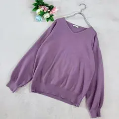 グラシア【L】美品　ニット　セーター　Vネック　無地　長袖　袖リブ仕様　春秋