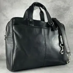 極美品 コーチ レガシー 2way 2室 ビジネスバッグ レザー A4 ブラック