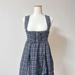 森ガール フェアリーグランジ アクシーズファム チェック ワンピース jsk 青