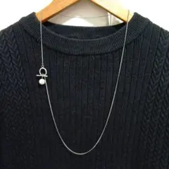 コットンパール＆マンテルのロングネックレス　ラリエットネックレス　silver