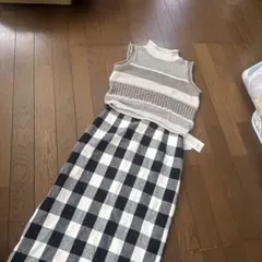 特価　　チェック柄 タイトロングスカート