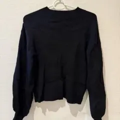 ブラック ラメ長袖ニット Fサイズ