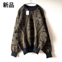 新品レトロニット総柄　デッドストック　Lサイズダマスク柄