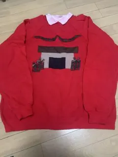 クリスマス パッチワーク トレーナー 赤