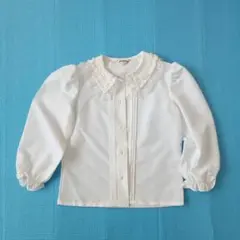 ホワイト レース付き襟 ブラウス120㌢