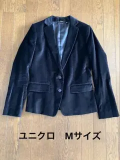 ユニクロ　ブラック ベロア テーラードジャケット Mサイズ