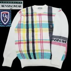 MUNSINGWEAR グランドスラム　チェックセーター　男女　日本製