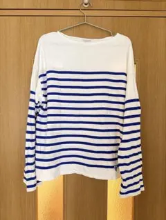 Orcival白と青のストライプ 長袖カットソー